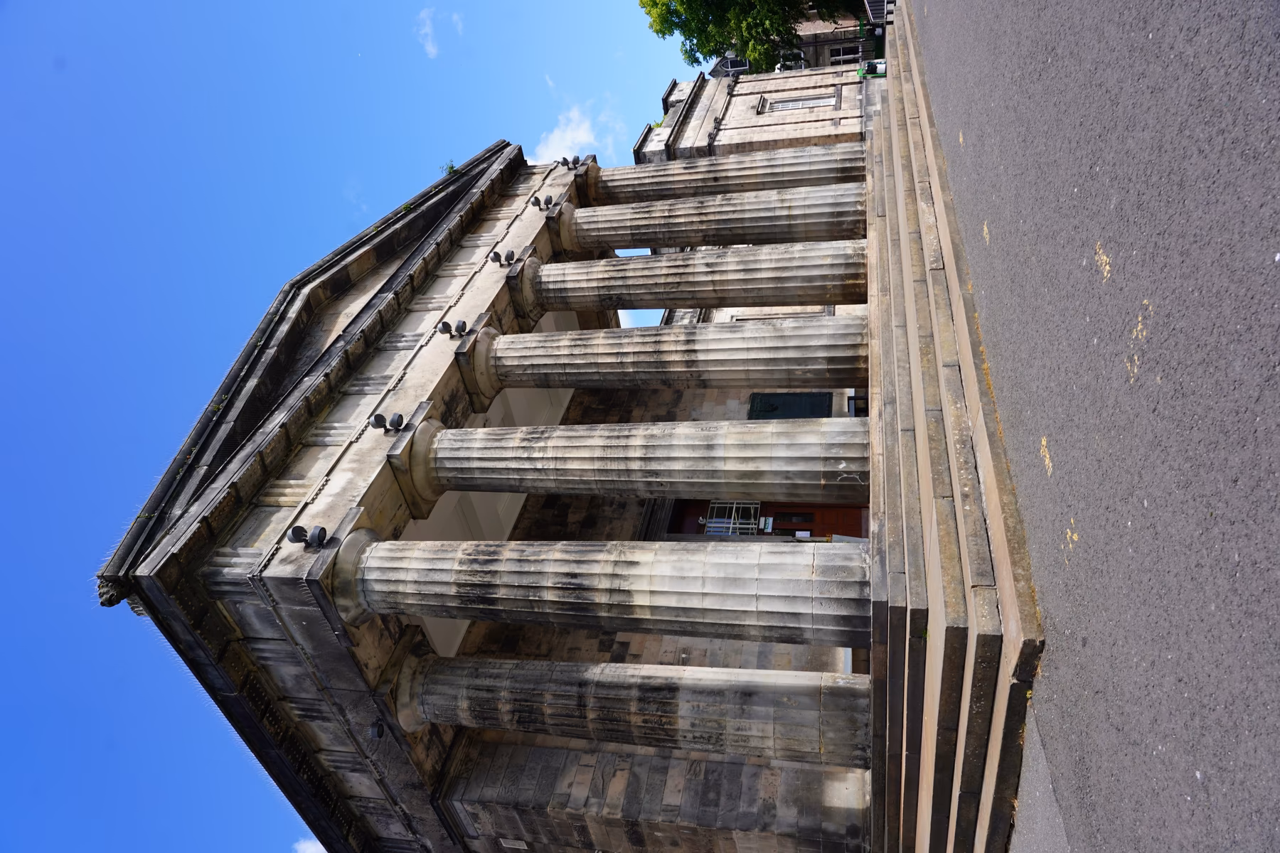 The stone pillars of the main building of the High School of Dundee
