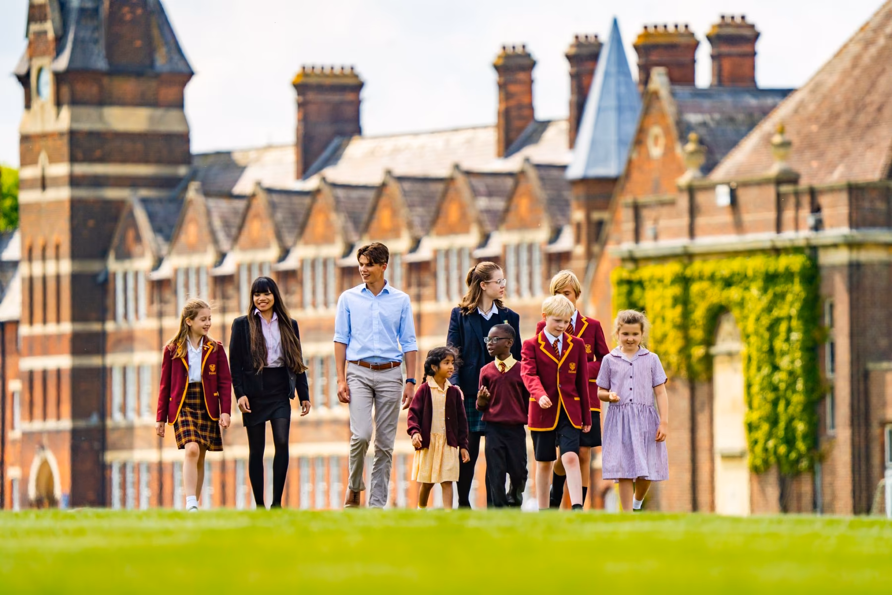 Felsted pupils in front of Felsted school