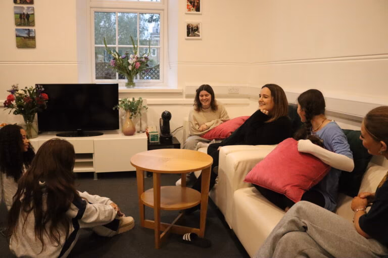 Girls in a boarding lounge at Aldenham